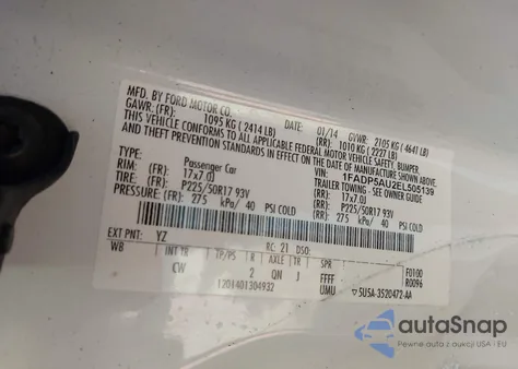 2014 Ford C-Max Hybrid Se из США, поврежденный, VIN 1FADP5AU2EL505139